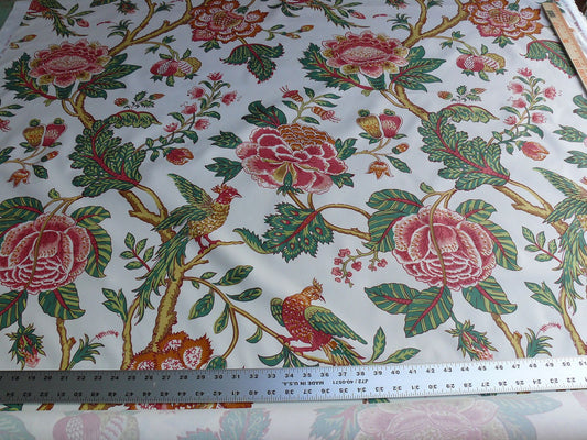 By YARD Lee Jofa Jacobean Tree of Life Large Peony Palampore Chintz orange pink green Chintz Bird of Paradise