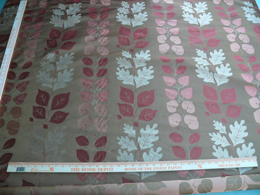 By Yd Lee Jofa Mulberry Home Woodland Copper Brown Red White Silk Lampas Foliage forest Birch Oak Elm William Morris MSRP USD 288/y