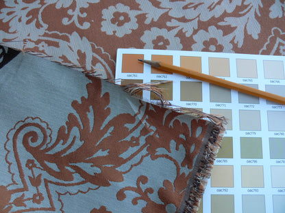 Lee Jofa Mulberry Home Staveley Damask Paprika Damson Orange Deepest Purple Plum MSRP USD 196/y