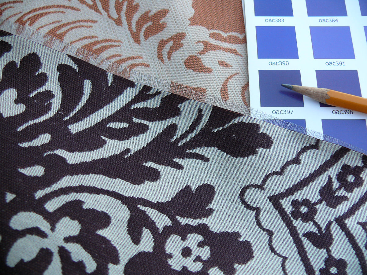 Lee Jofa Mulberry Home Staveley Damask Paprika Damson Orange Deepest Purple Plum MSRP USD 196/y
