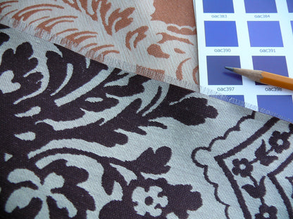Lee Jofa Mulberry Home Staveley Damask Paprika Damson Orange Deepest Purple Plum MSRP USD 196/y