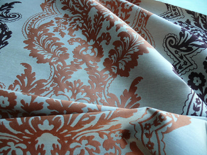 Lee Jofa Mulberry Home Staveley Damask Paprika Damson Orange Deepest Purple Plum MSRP USD 196/y