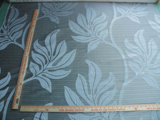 Lee Jofa Leave Strie Grey Monstera Foliage Tropical Rain Forest Silk MSRP USD 328/Y!
