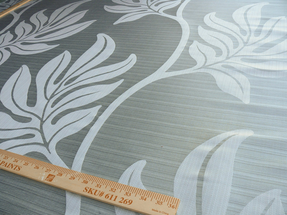 Lee Jofa Leave Strie Seafoam Green Monstera Foliage Tropical Rain Forest Silk MSRP USD 328/Y