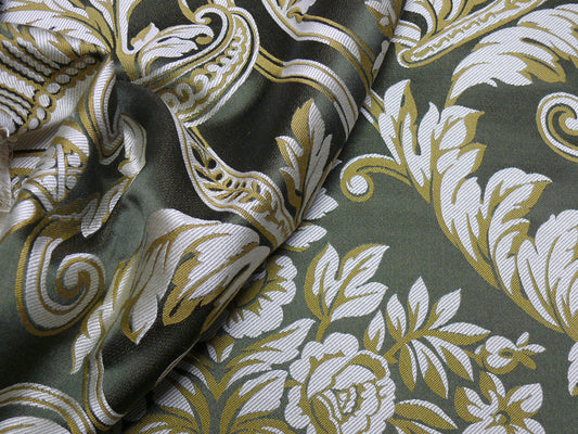 Scalamandre Emma's Urns Silk - Deep Green Gold