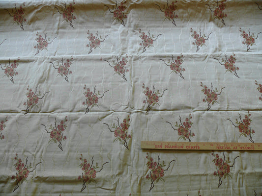 4.375y Hiend Lampas Asian Red Cherry Blossom On Off White Moire