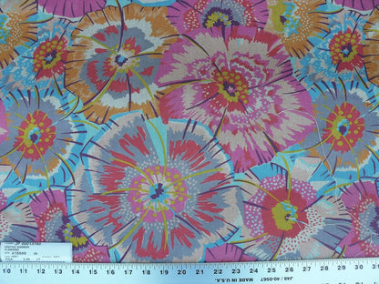 Old World Weavers Festive Summer Flamingo Pink Blue Orange Linen Royal Hippie Flower Power 1960s