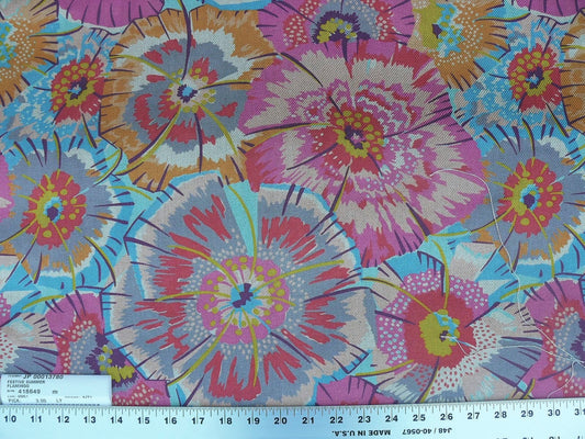 Old World Weavers Festive Summer Flamingo Pink Blue Orange Linen Royal Hippie Flower Power 1960s
