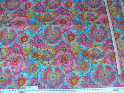 Old World Weavers Festive Summer Flamingo Pink Blue Orange Linen Royal Hippie Flower Power 1960s