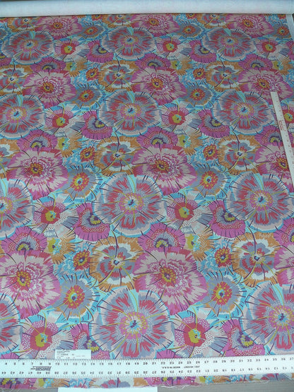 Old World Weavers Festive Summer Flamingo Pink Blue Orange Linen Royal Hippie Flower Power 1960s
