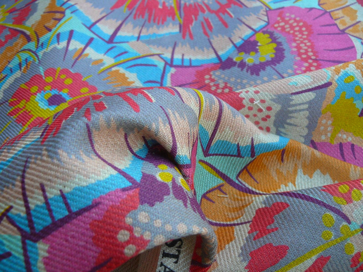 Old World Weavers Festive Summer Flamingo Pink Blue Orange Linen Royal Hippie Flower Power 1960s