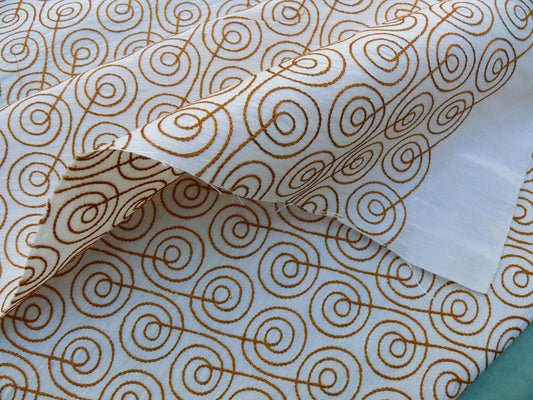 Grey Watkins Scalamandre Constant Motion Terracotta Earthy Orange on Cream White  Music Note Fiddle Head MSRP USD 160/Y