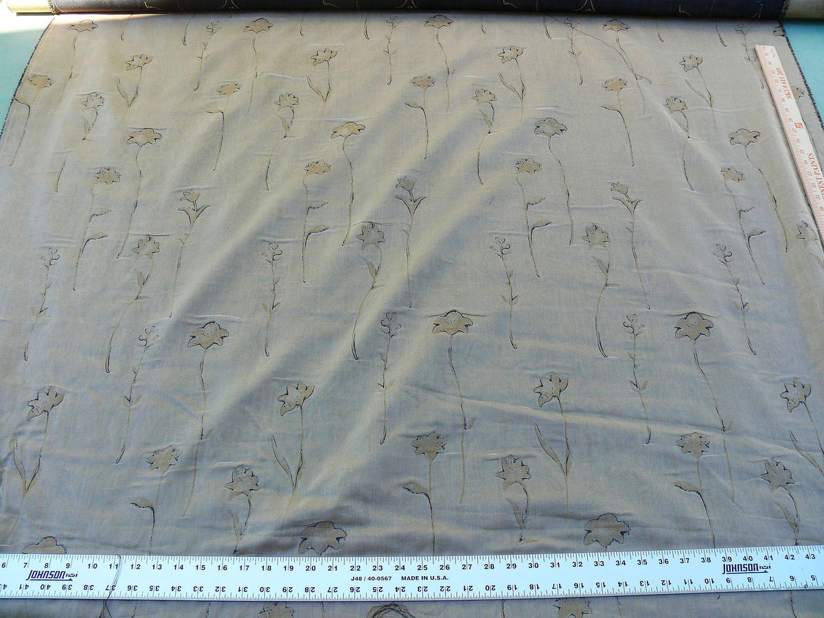 Scalamandre  Grey Watkins Orissa Semi Sheer Copper Silk Double Organza Damask Tulip Wildflower MSRP USD 212/Y