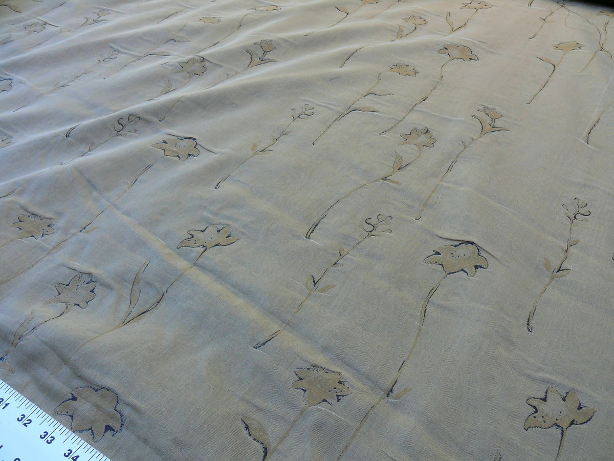 Scalamandre  Grey Watkins Orissa Semi Sheer Copper Silk Double Organza Damask Tulip Wildflower MSRP USD 212/Y