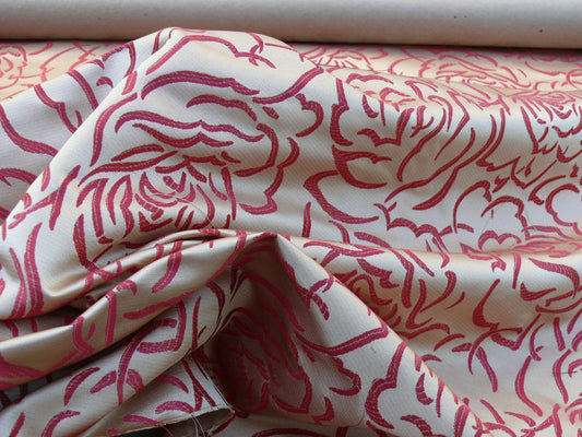 Scalamandre Phoebe Red Silk Brocade Rose Matisse Drawing Flora MSRP USD 256