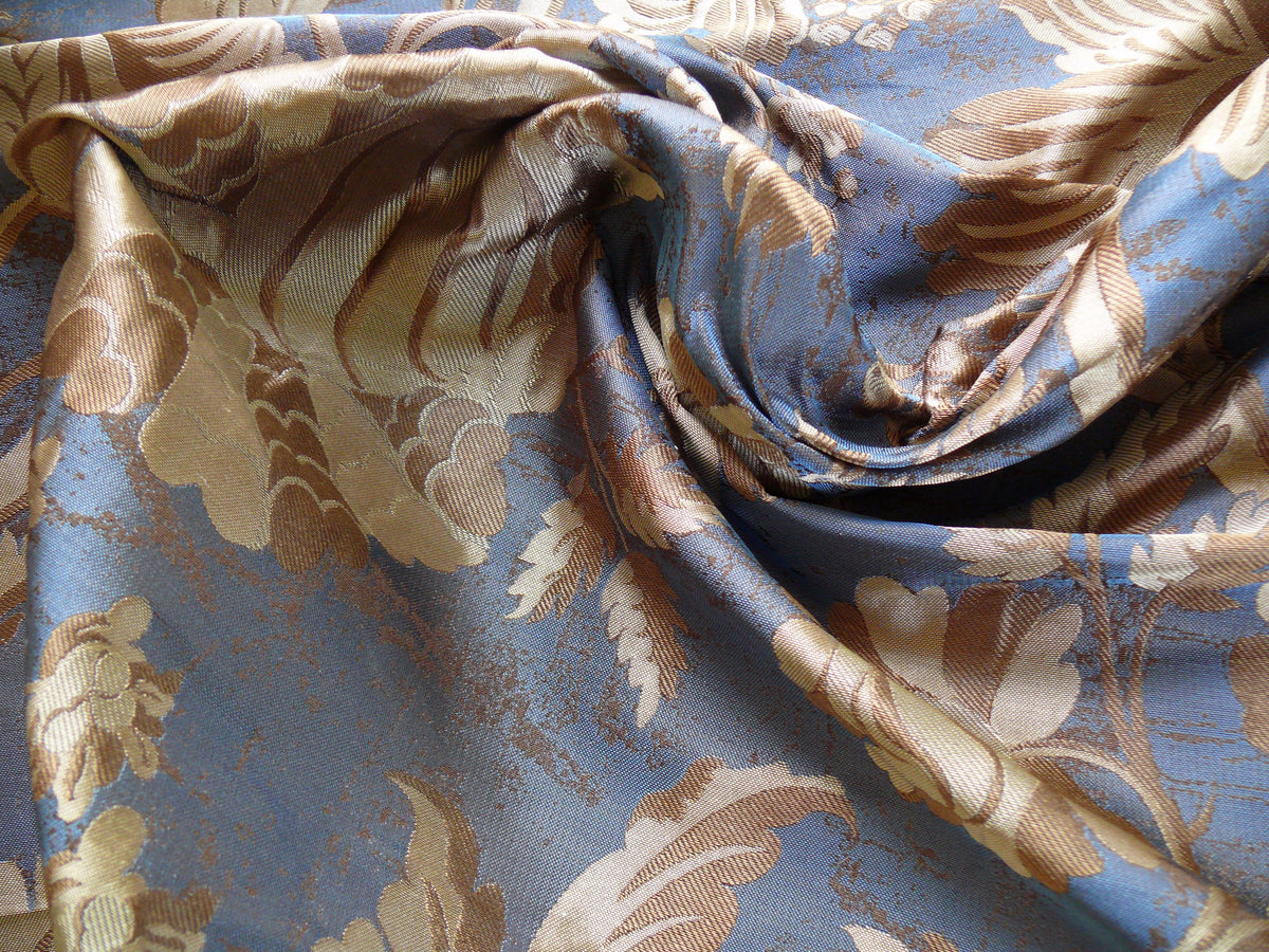 By Yd 100%silk Lampas Mythical Huge Tree Of Life Empire Blue Yellow Brown MSRP USD 328/Y 507 Empire