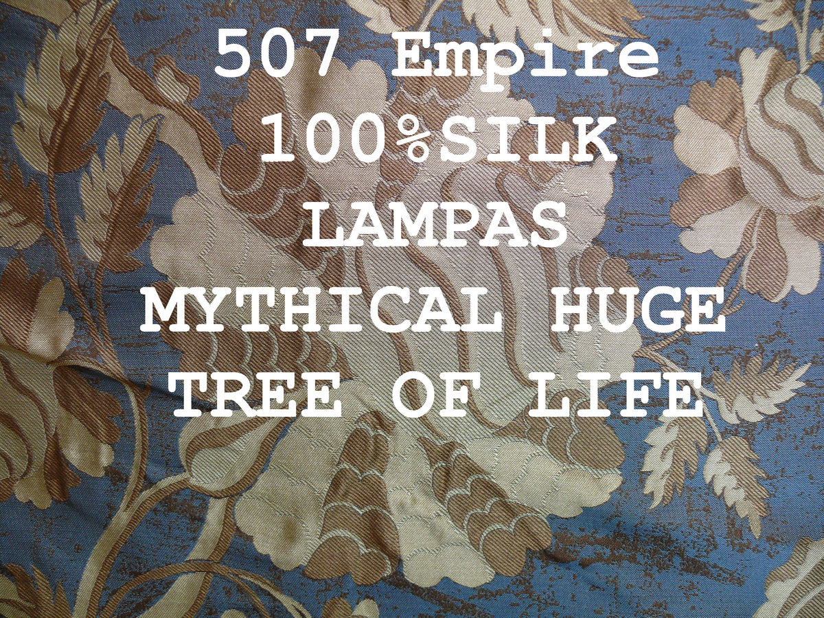 By Yd 100%silk Lampas Mythical Huge Tree Of Life Empire Blue Yellow Brown MSRP USD 328/Y 507 Empire