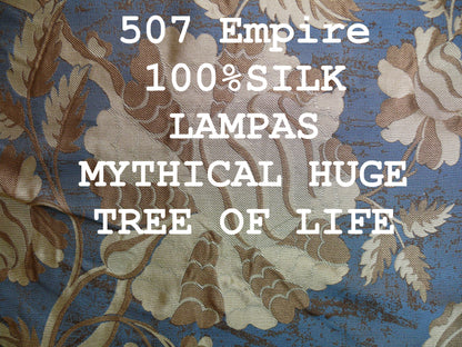 By Yd 100%silk Lampas Mythical Huge Tree Of Life Empire Blue Yellow Brown MSRP USD 328/Y 507 Empire