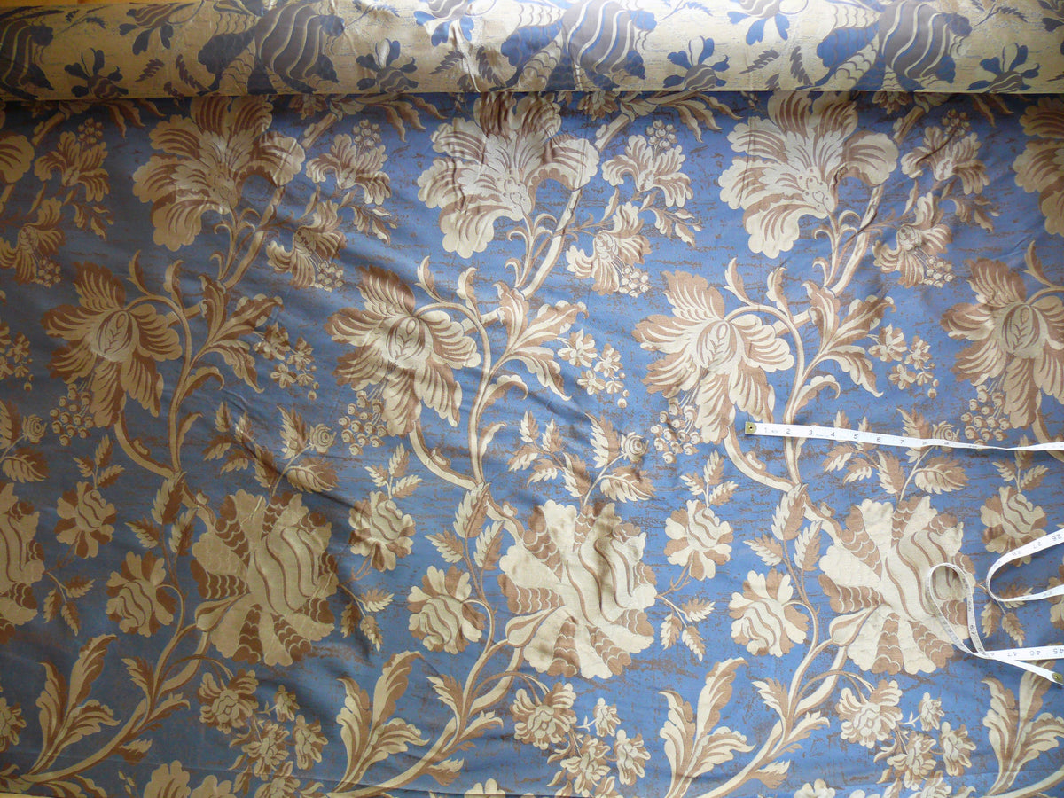 By Yd 100%silk Lampas Mythical Huge Tree Of Life Empire Blue Yellow Brown MSRP USD 328/Y 507 Empire