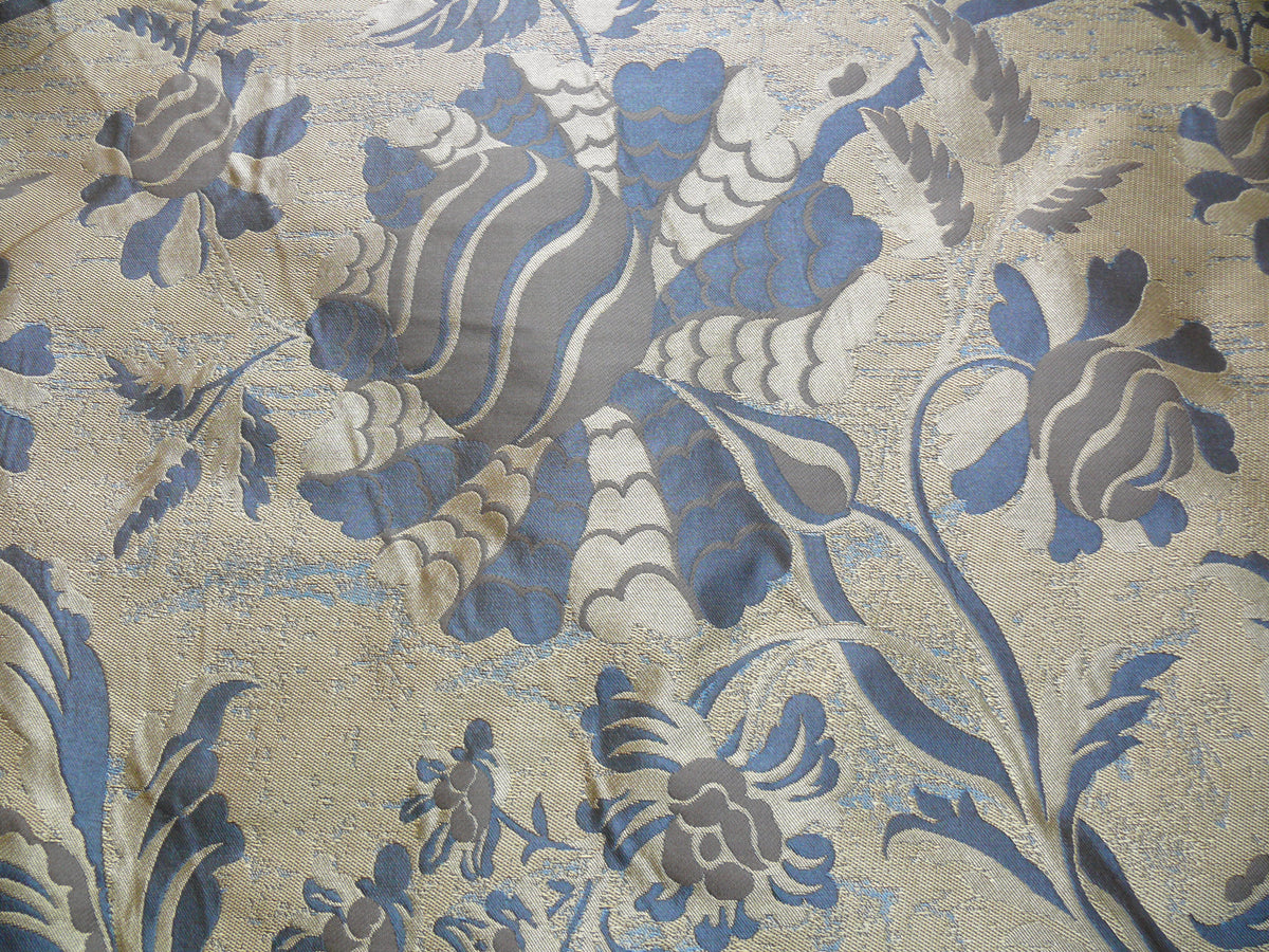 By Yd 100%silk Lampas Mythical Huge Tree Of Life Empire Blue Yellow Brown MSRP USD 328/Y 507 Empire