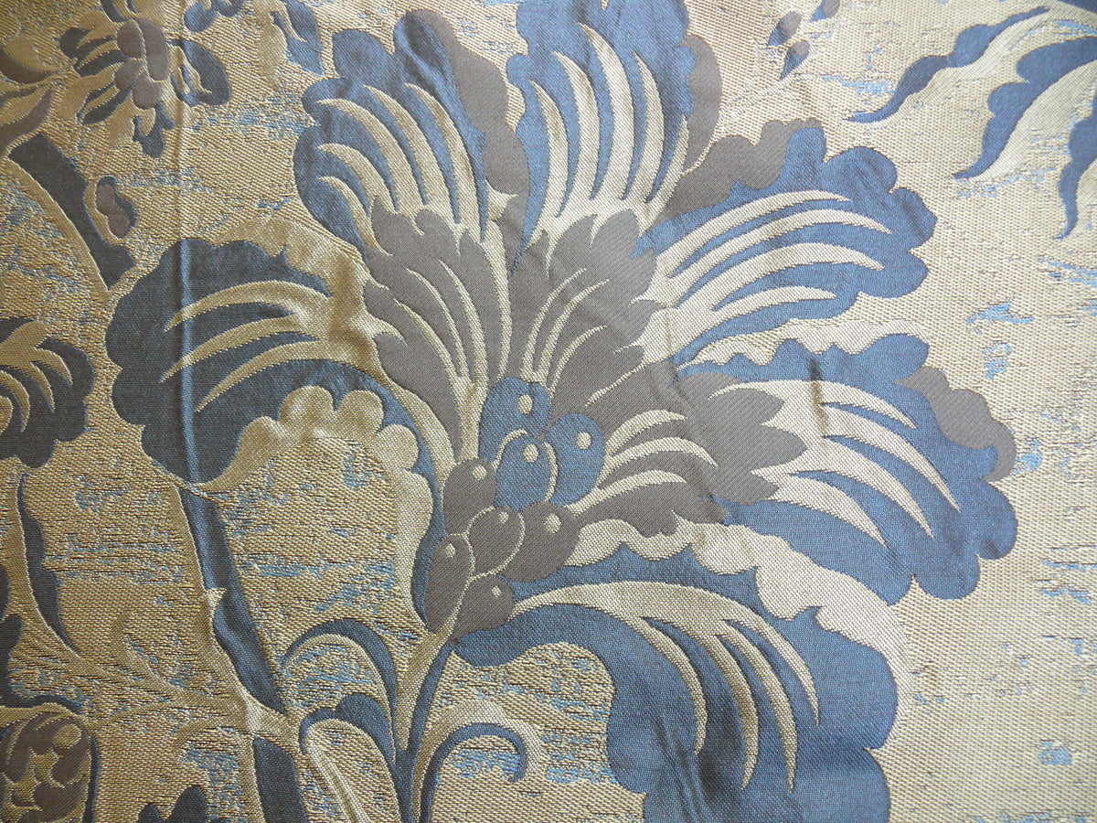 By Yd 100%silk Lampas Mythical Huge Tree Of Life Empire Blue Yellow Brown MSRP USD 328/Y 507 Empire