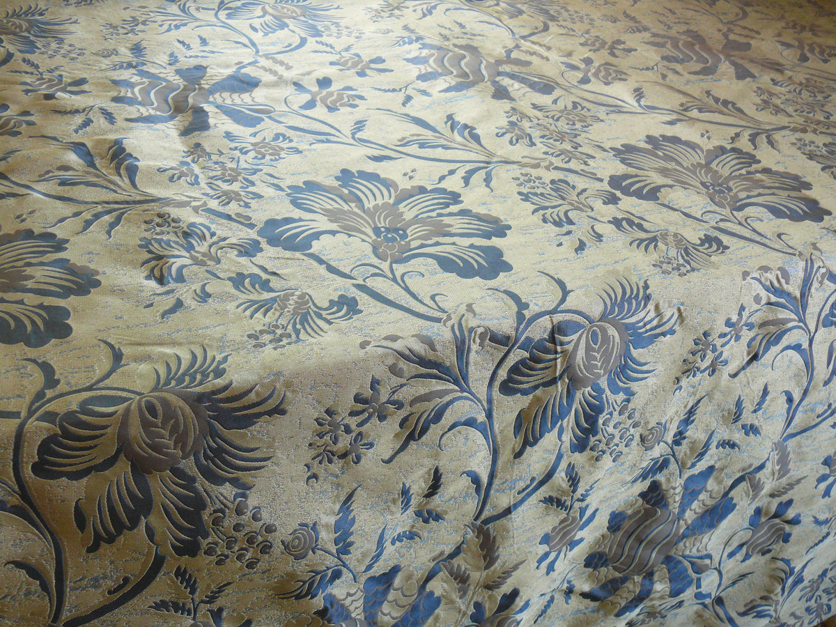 By Yd 100%silk Lampas Mythical Huge Tree Of Life Empire Blue Yellow Brown MSRP USD 328/Y 507 Empire