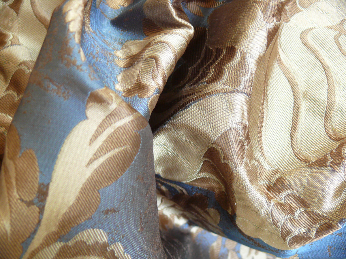 By Yd 100%silk Lampas Mythical Huge Tree Of Life Empire Blue Yellow Brown MSRP USD 328/Y 507 Empire