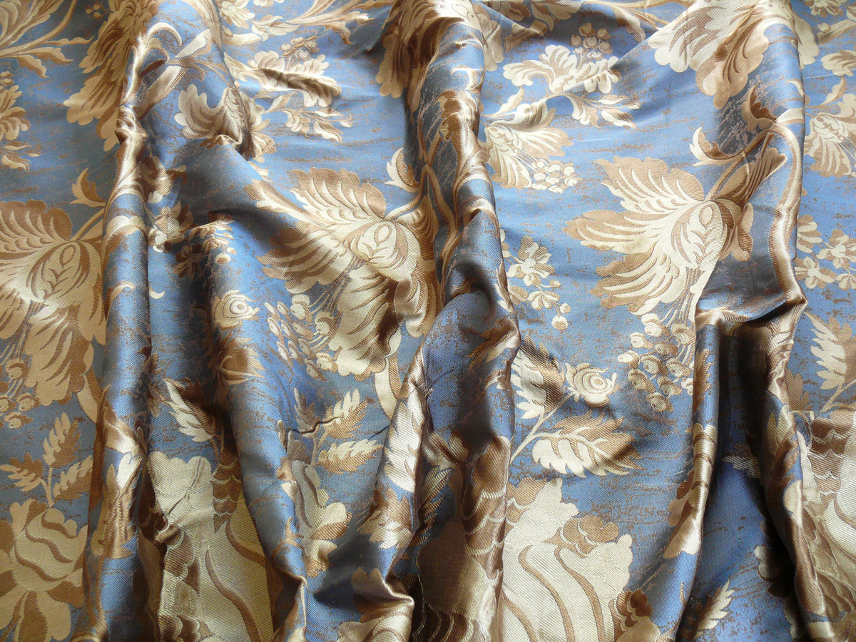 By Yd 100%silk Lampas Mythical Huge Tree Of Life Empire Blue Yellow Brown MSRP USD 328/Y 507 Empire