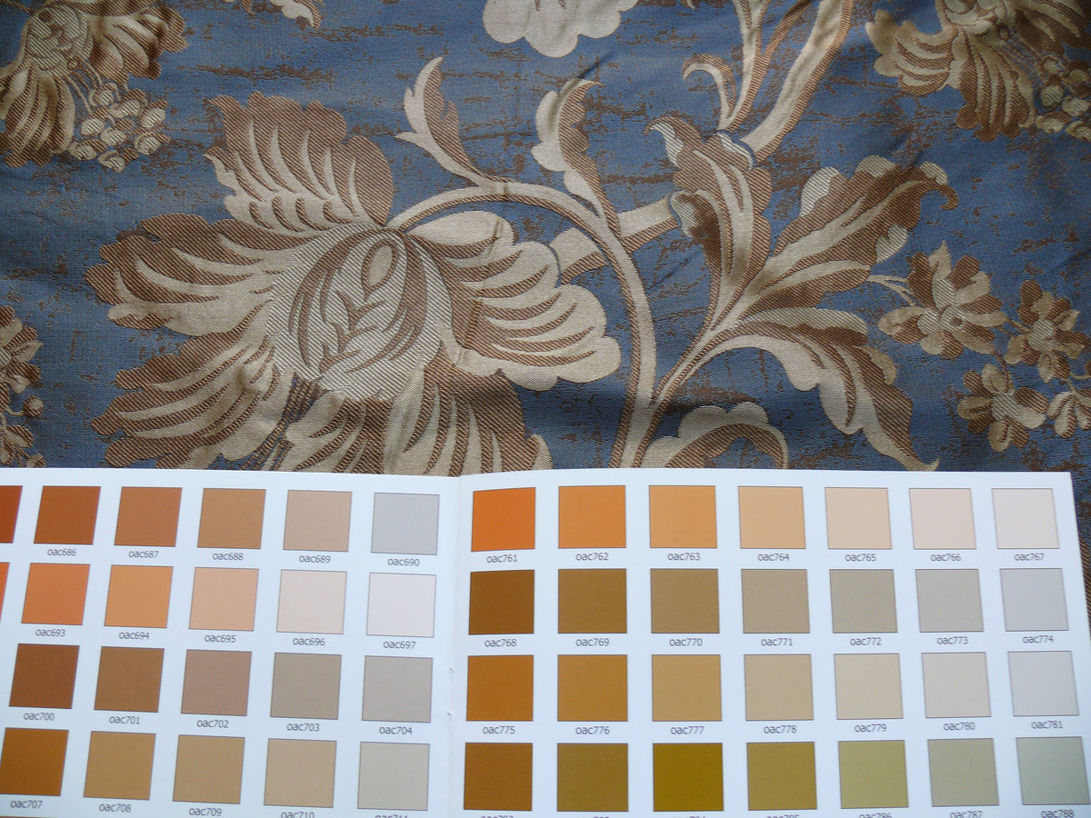 By Yd 100%silk Lampas Mythical Huge Tree Of Life Empire Blue Yellow Brown MSRP USD 328/Y 507 Empire