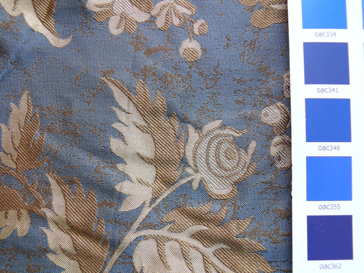 By Yd 100%silk Lampas Mythical Huge Tree Of Life Empire Blue Yellow Brown MSRP USD 328/Y 507 Empire