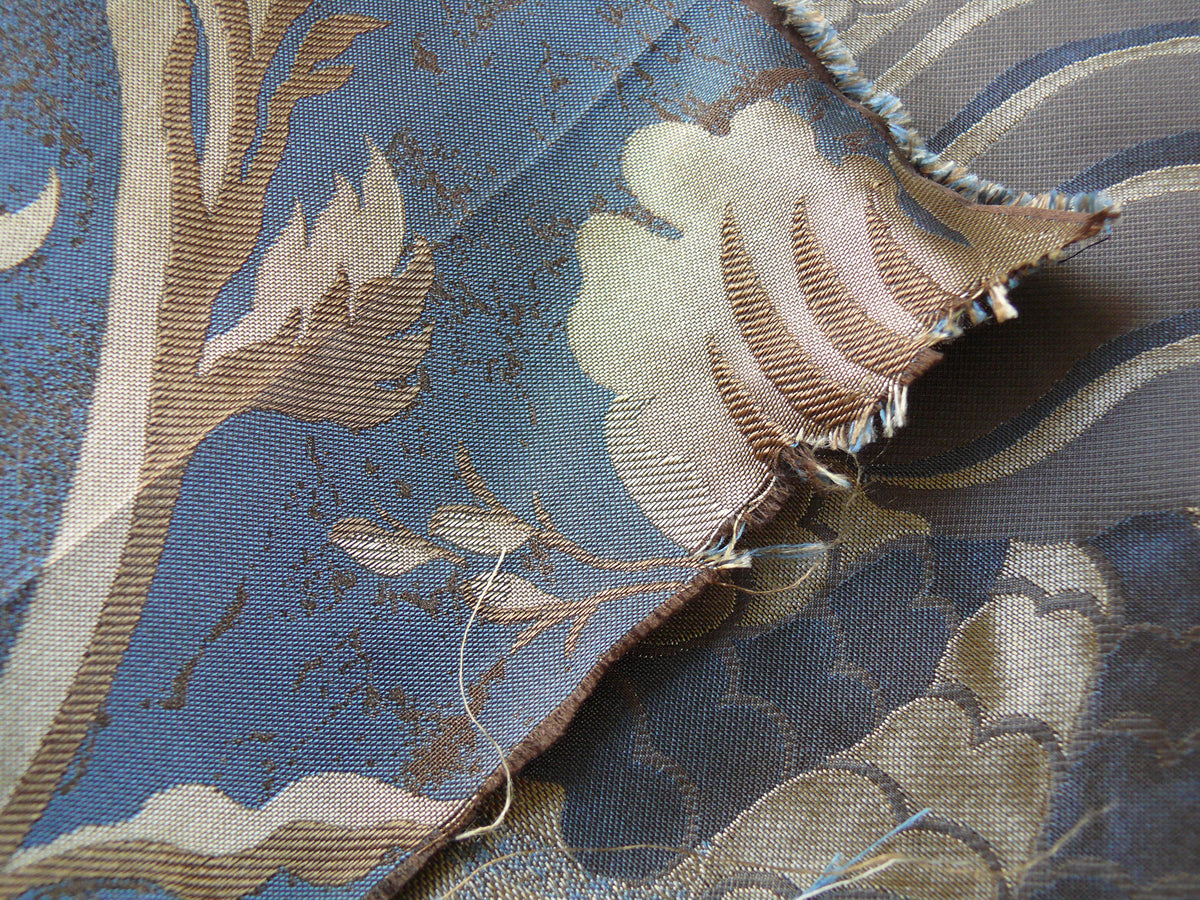 By Yd 100%silk Lampas Mythical Huge Tree Of Life Empire Blue Yellow Brown MSRP USD 328/Y 507 Empire