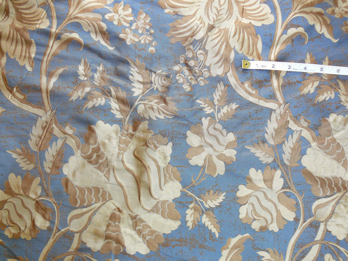 By Yd 100%silk Lampas Mythical Huge Tree Of Life Empire Blue Yellow Brown MSRP USD 328/Y 507 Empire