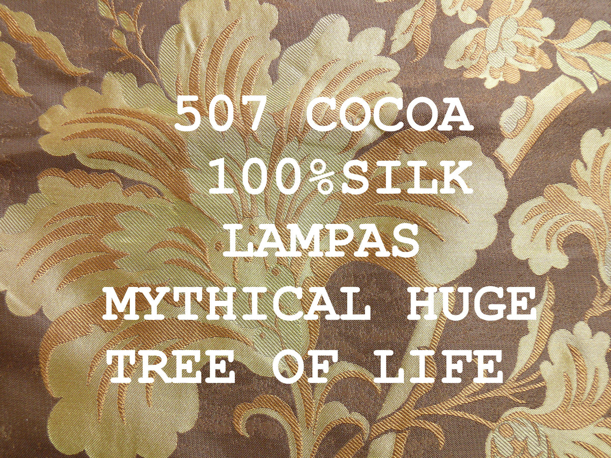 By Yd 100%silk Lampas Mythical Huge Tree Of Life Cocoa Brown Beige MSRP USD 328/Y 507 Cocoa