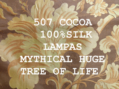 By Yd 100%silk Lampas Mythical Huge Tree Of Life Cocoa Brown Beige MSRP USD 328/Y 507 Cocoa