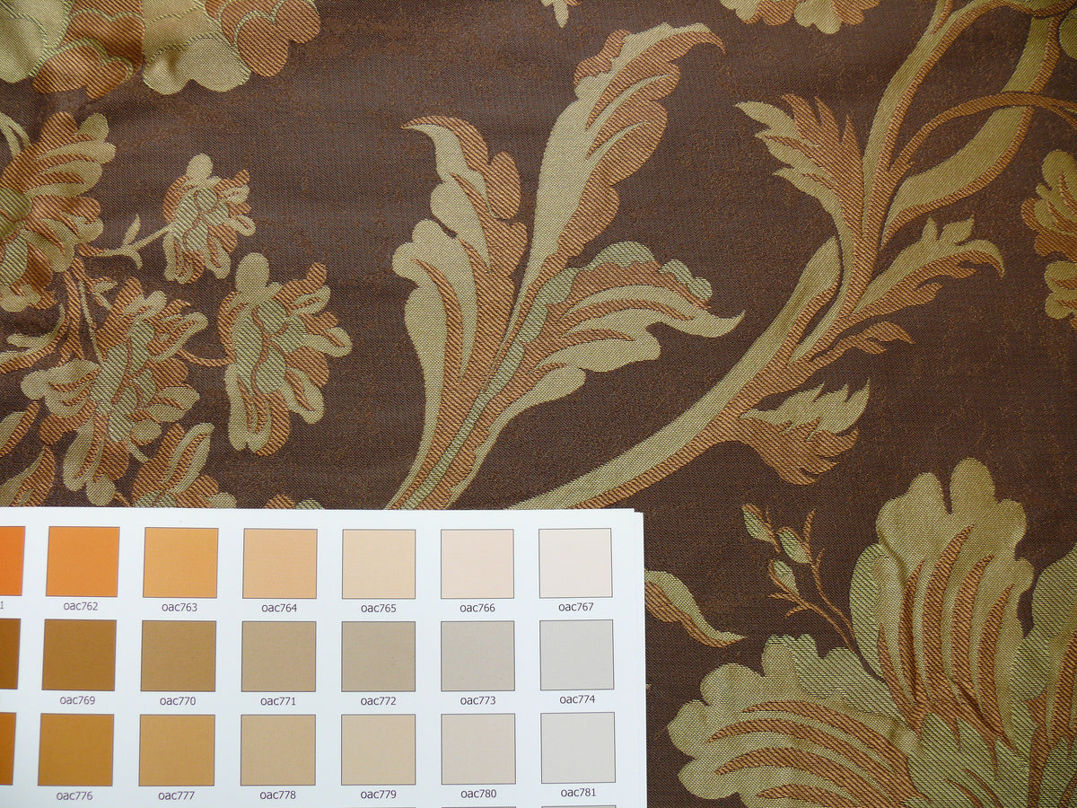 By Yd 100%silk Lampas Mythical Huge Tree Of Life Cocoa Brown Beige MSRP USD 328/Y 507 Cocoa
