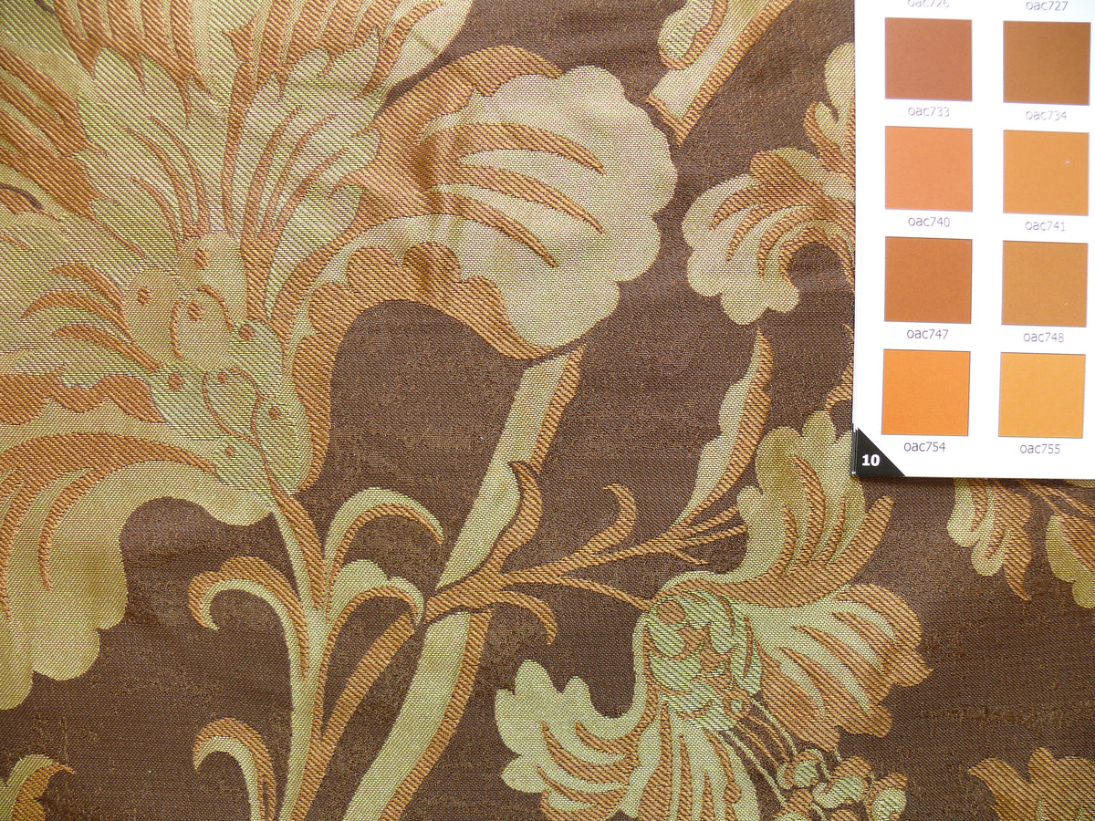 By Yd 100%silk Lampas Mythical Huge Tree Of Life Cocoa Brown Beige MSRP USD 328/Y 507 Cocoa