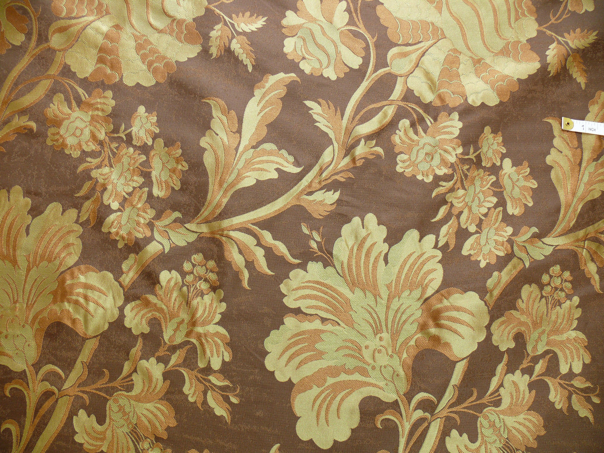 By Yd 100%silk Lampas Mythical Huge Tree Of Life Cocoa Brown Beige MSRP USD 328/Y 507 Cocoa