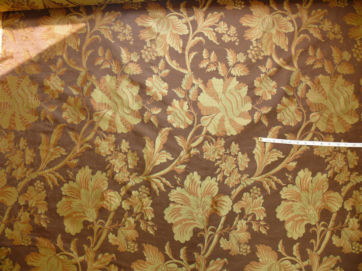 By Yd 100%silk Lampas Mythical Huge Tree Of Life Cocoa Brown Beige MSRP USD 328/Y 507 Cocoa