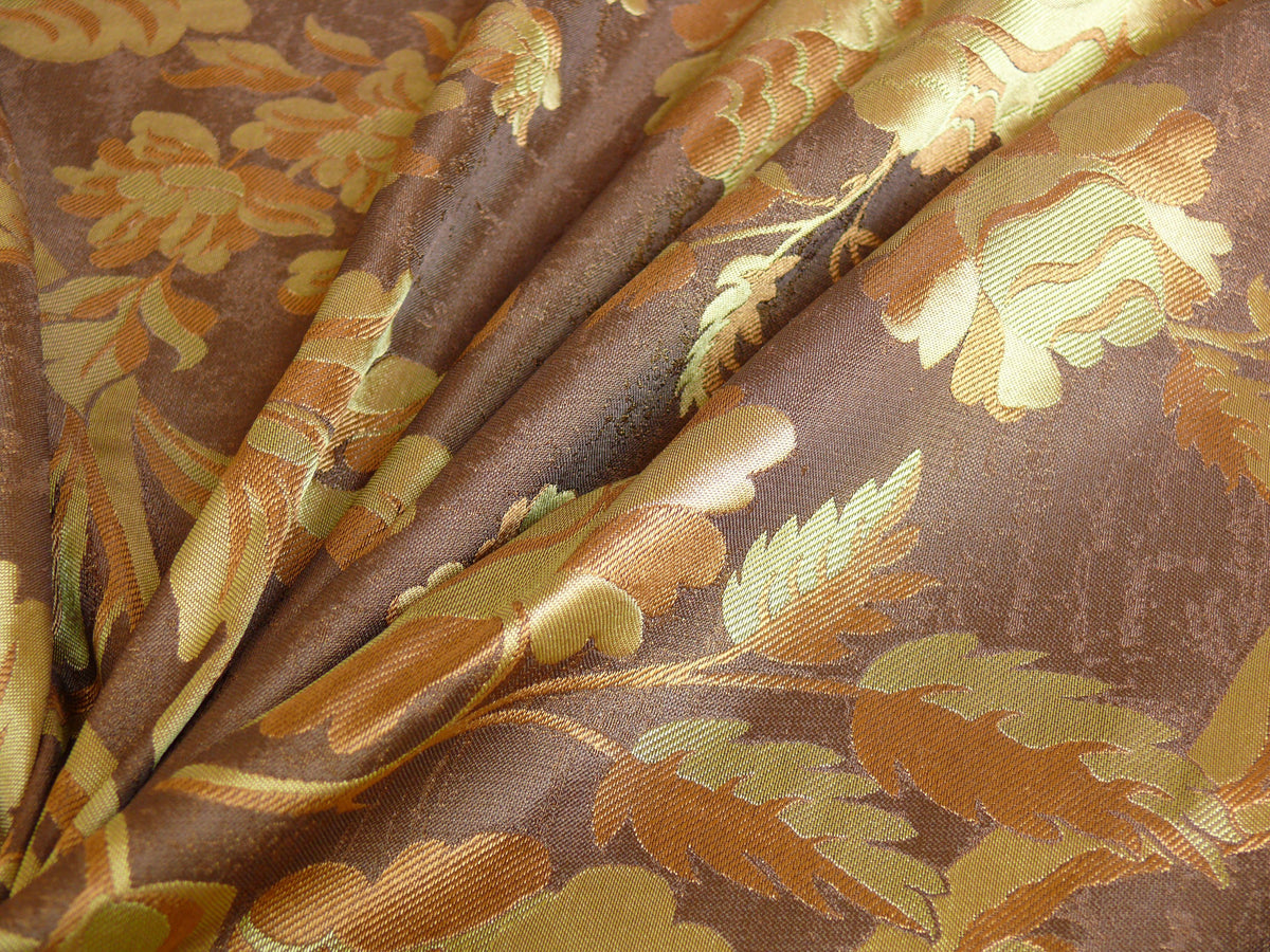 By Yd 100%silk Lampas Mythical Huge Tree Of Life Cocoa Brown Beige MSRP USD 328/Y 507 Cocoa