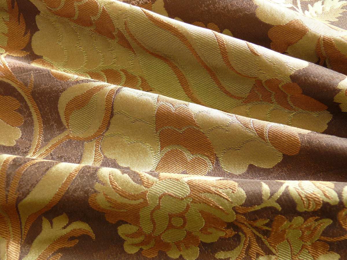 By Yd 100%silk Lampas Mythical Huge Tree Of Life Cocoa Brown Beige MSRP USD 328/Y 507 Cocoa