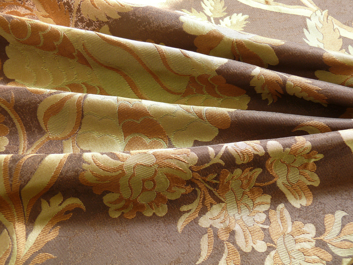 By Yd 100%silk Lampas Mythical Huge Tree Of Life Cocoa Brown Beige MSRP USD 328/Y 507 Cocoa