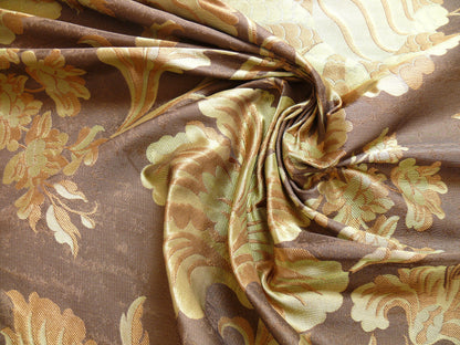 By Yd 100%silk Lampas Mythical Huge Tree Of Life Cocoa Brown Beige MSRP USD 328/Y 507 Cocoa