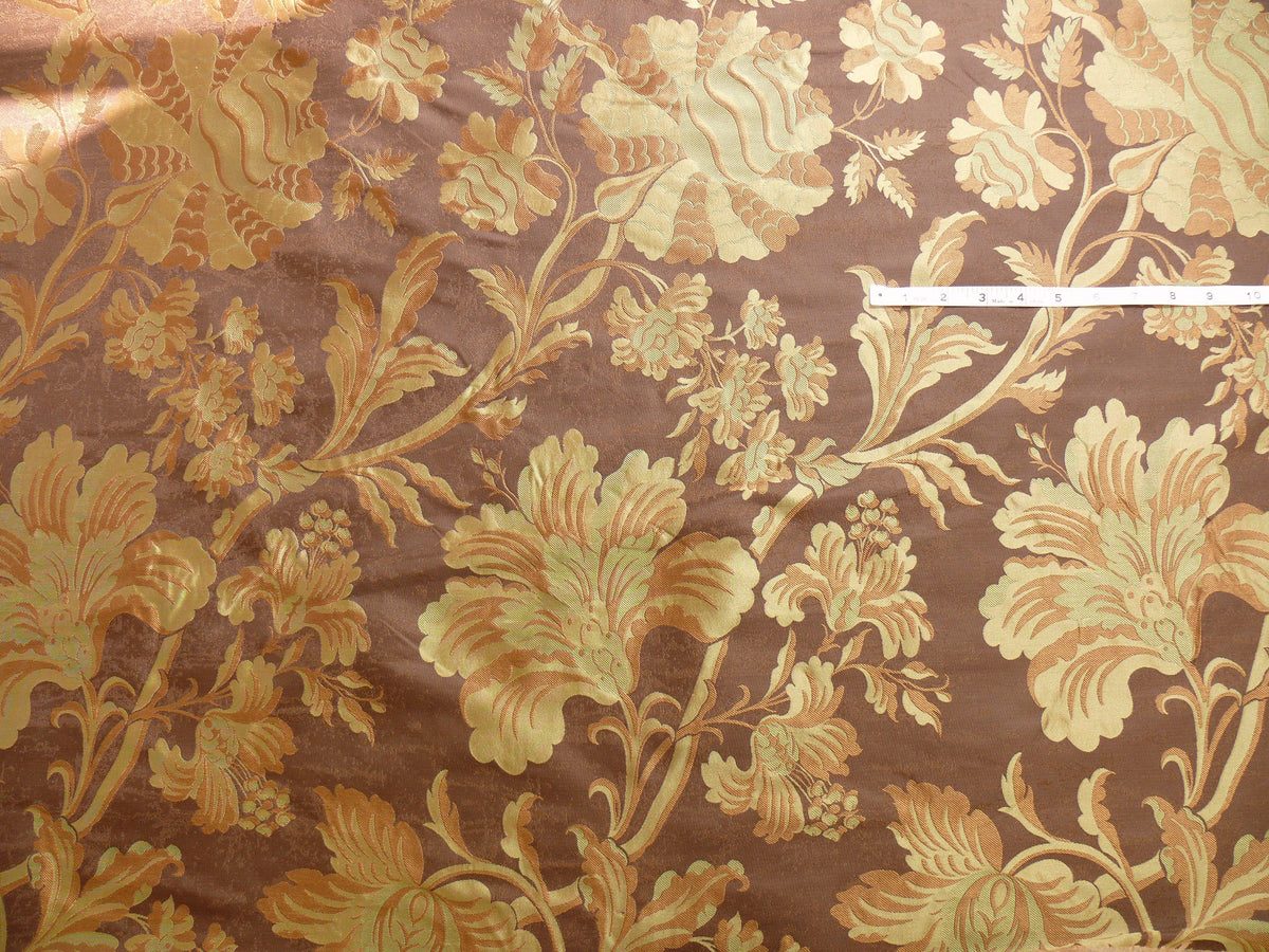 By Yd 100%silk Lampas Mythical Huge Tree Of Life Cocoa Brown Beige MSRP USD 328/Y 507 Cocoa