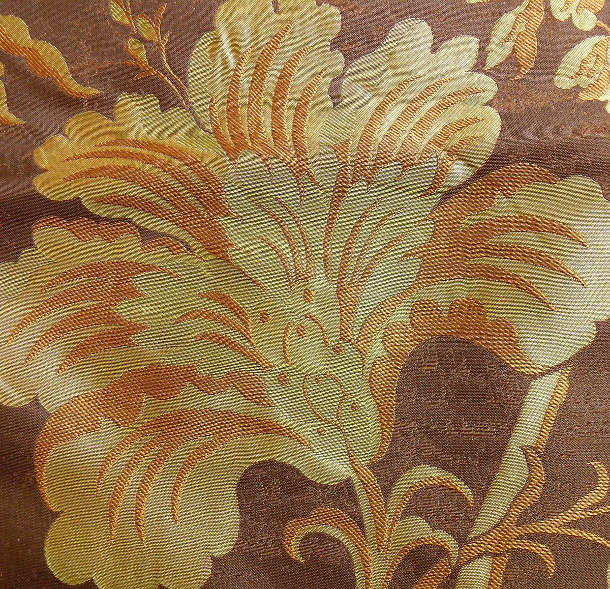 By Yd 100%silk Lampas Mythical Huge Tree Of Life Cocoa Brown Beige MSRP USD 328/Y 507 Cocoa