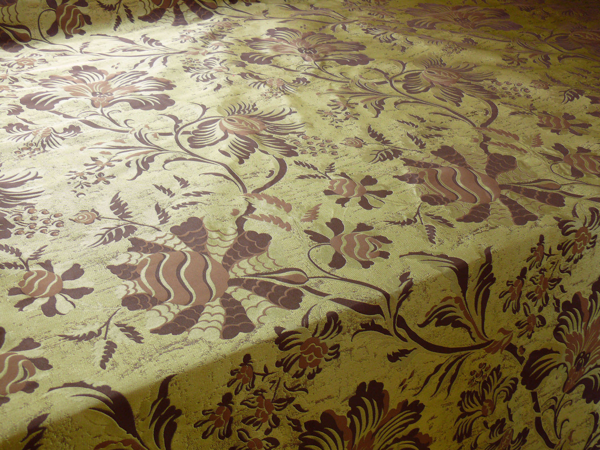 By Yd 100%silk Lampas Mythical Huge Tree Of Life Cocoa Brown Beige MSRP USD 328/Y 507 Cocoa