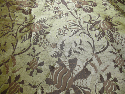 By Yd 100%silk Lampas Mythical Huge Tree Of Life Cocoa Brown Beige MSRP USD 328/Y 507 Cocoa