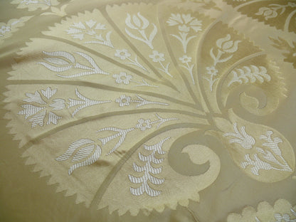 Tulip Fan Damask 536 Silk - Off White Beige Gold