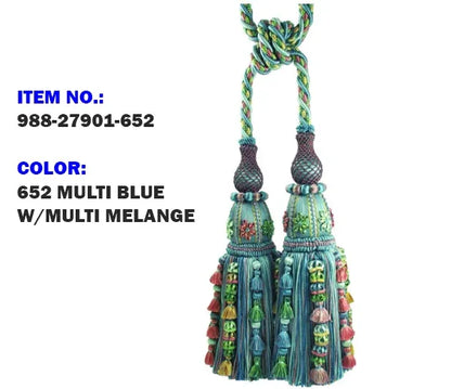 Samuel &amp; Sons Bagatelle MUSÉE Silk Double Tieback with Jasmines Silk Cotton Wood MSRP USD 1500 Each