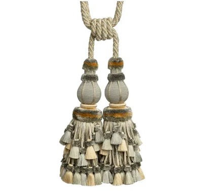 Samuel &amp; Sons Bagatelle Double Tassel Tieback Dewdrop Silk Cotton Wood MSRP USD 700 Each