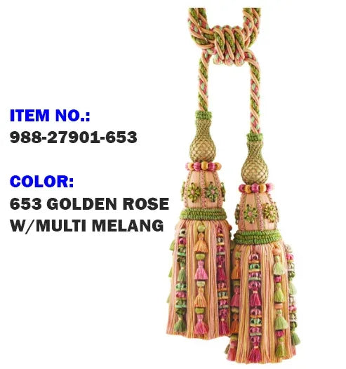 Samuel &amp; Sons Bagatelle MUSÉE Silk Double Tieback with Jasmines Silk Cotton Wood MSRP USD 1500 Each